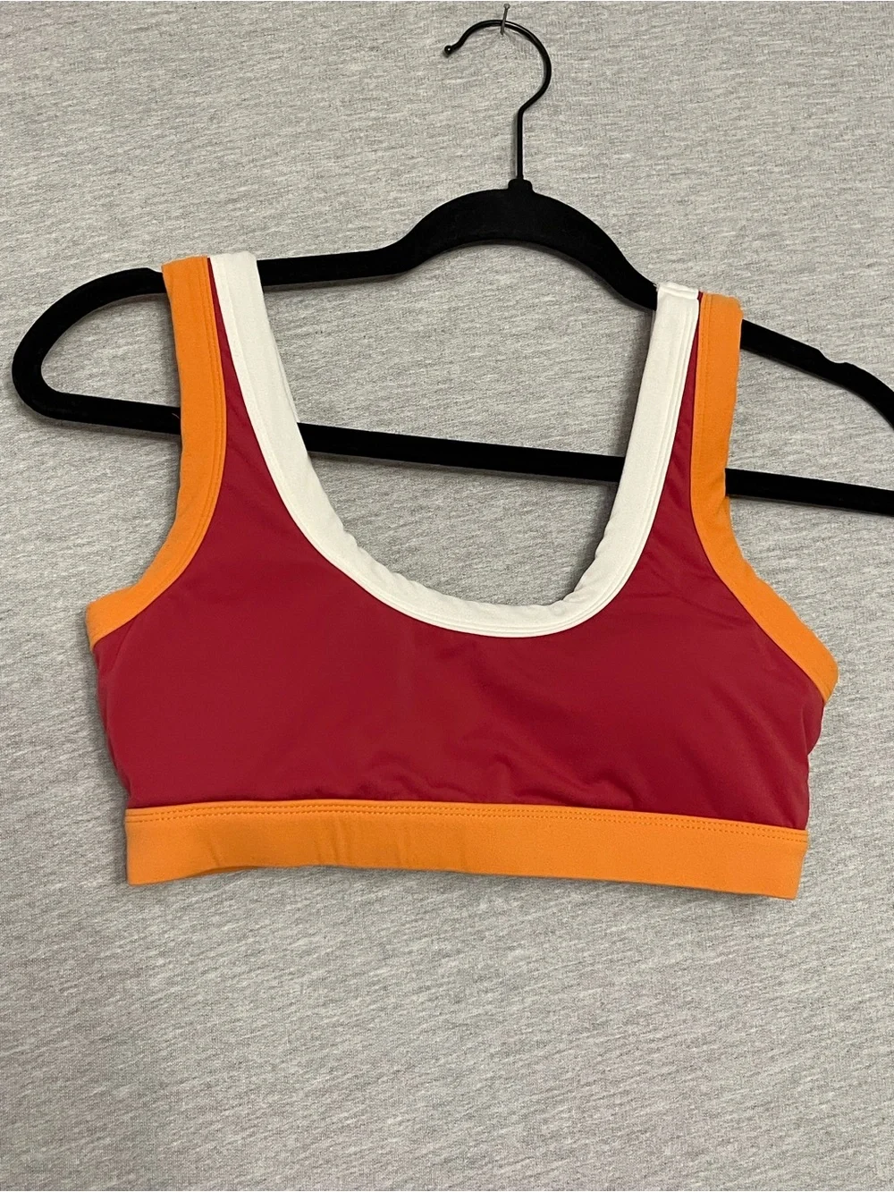 Vici Sport Colorblock Sports Bra in Burgundy, Orange & Cream